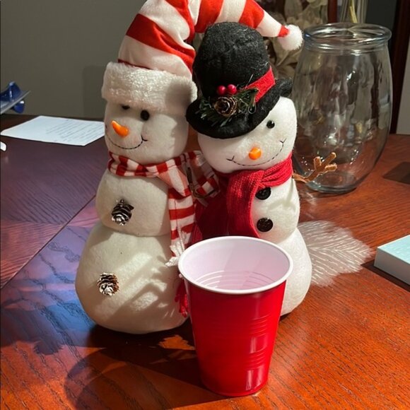 Festive Snowman Duo with Red and Black Accents - Picture 2 of 5